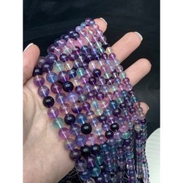 Каменные бусины, Флюорит люкс, шарик гладкий, 6 мм, длина нити 38 см