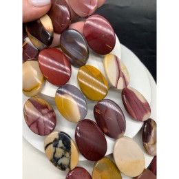 Каменные бусины, Мукаит, бусины овальные, плоские, 35х25х7 мм, 12 шт. на нити, длина 38 см