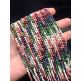 Каменные бусины, Микс камней, шарик, огранка, 3 мм, длина нити 38 см