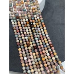Каменные бусины, Агат Алашанский, шар, огранка, 4 мм, длина нити 38 см