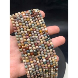 Каменные бусины, Агат Алашанский, кубик, огранка, 4х4 мм, длина нити 38 см