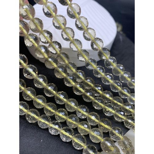 Каменные бусины, Цитрин, лимонный, шарик огранка, 8 - 8,5 мм, длина нити 38 см