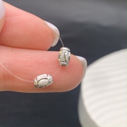 Бусина, с узором, модель SS 925, родированное, размер 6х4 мм, цена за 1 шт.