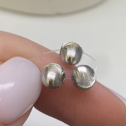 Бусина, с насечками, серебро 925, родированное, шарик 6 мм