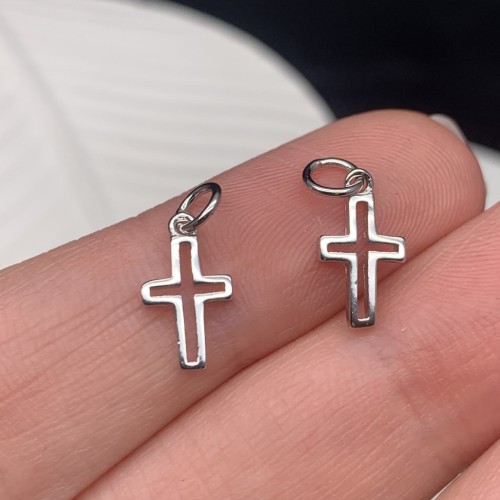 Подвеска, Крест,  серебро 925 пробы, размер 13х7 мм, цена за 1 шт.