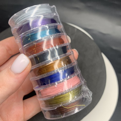 Тросик, ювелирный, микс цветов, набор, толщина 0,38 мм, 10 м в катушке, 100 метров в наборе