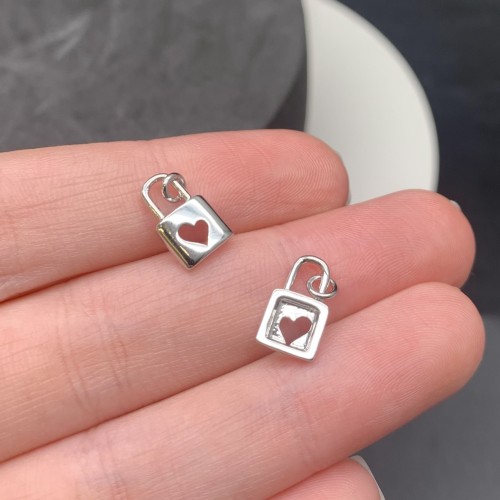 Подвеска, замок, родий/латунь, под серебро, размер 8х13 мм