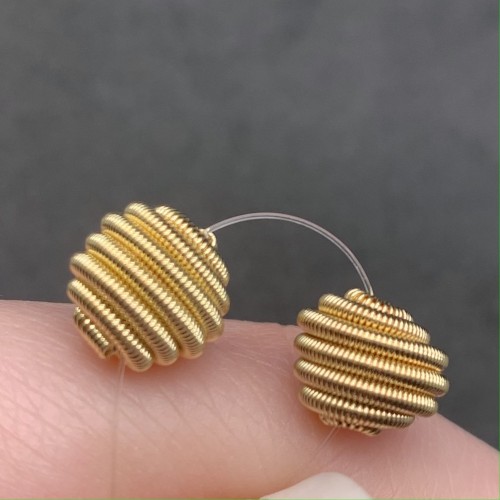 Бусина, из пружины, латунь, цвет золото, размер 9 мм