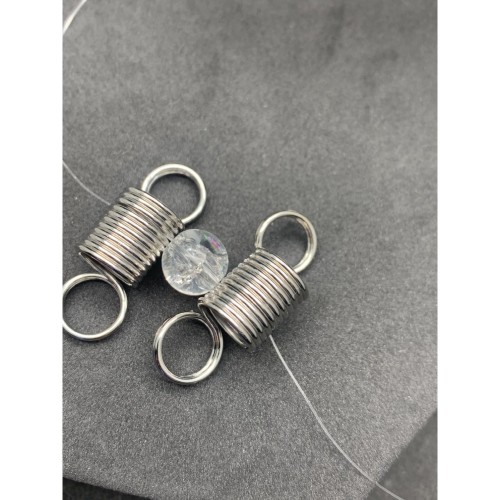 Удерживатель нити, пружинка, латунь, цвет серебро/родий, размер 30х12 мм,цена за пару ( 2шт.)