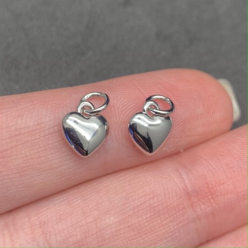 Подвеска, сердце, латунь, цвет серебро/родий, размер 8 мм