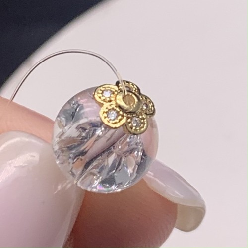 Шапочка для бусин, вставка фианиты, латунь, цвет золото, размер 6 мм, цена за 1 шт