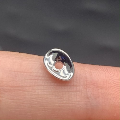 Шапочка для бусин, двойная, разделитель, латунь, цвет серебро/родий, размер 8х6 мм