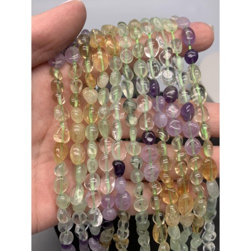 Каменные бусины, Флюорит, подобранный по цвету, фриформы, 8х6 мм, длина нити 38 см