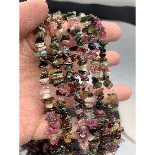 Каменные бусины, Турмалин, фриформы, размер 7х3 мм, длина нити 76 см