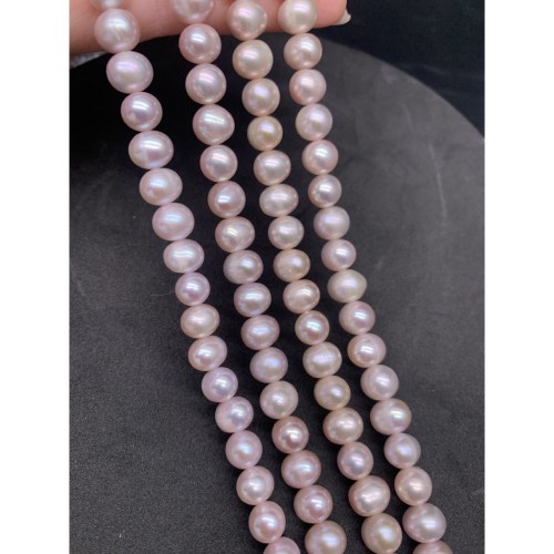 Каменные бусины, Жемчуг, розовый, круглый, 8-9 мм, длина нити 39 см