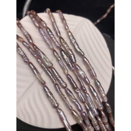 Каменные бусины, Жемчуг, розовый, бива, палочки, 20х3,5 мм, длина нити 38 см