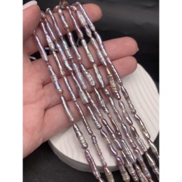 Каменные бусины, Жемчуг, розовый, бива, палочки, 20х3,5 мм, длина нити 38 см