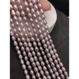 Каменные бусины, Жемчуг, розовый, рис, 7х5 мм, длина нити 35 см