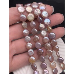 Каменные бусины, Жемчуг, цвет розовый, монета плоская, 9х4 мм, длина нити 38 см