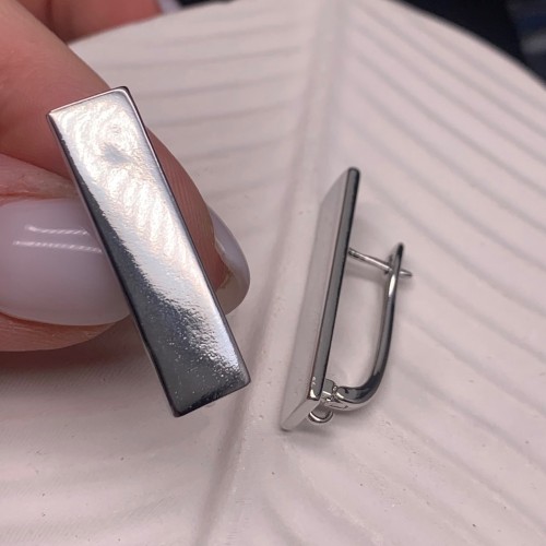 Швензы, родий/латунь, цвет серебро, размер 30х10 мм