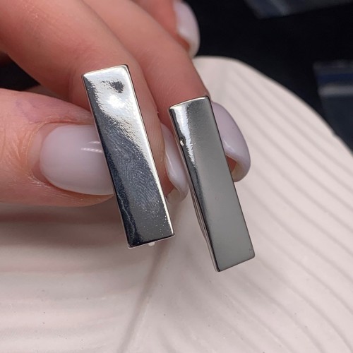 Швензы, родий/латунь, цвет серебро, размер 30х10 мм