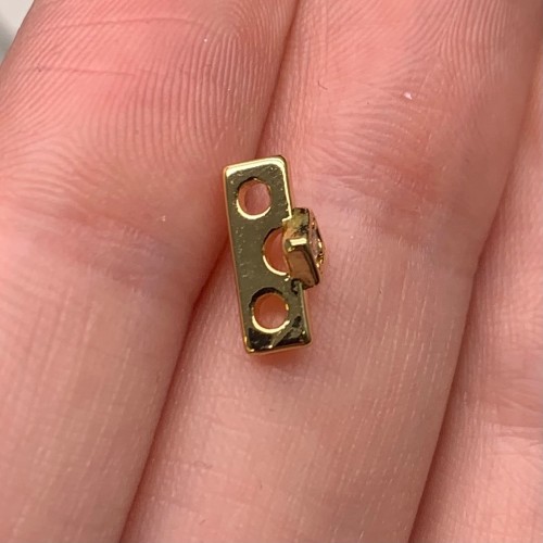 Коннектор, разделитель, на два ряда, вставка фианит, латунь, цвет золото, размер 10х4,5 мм, цена за 1 шт.