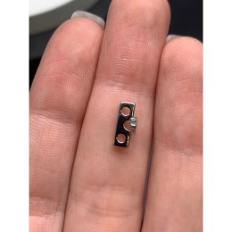 Коннектор, разделитель, на два ряда, вставка фианит, латунь, цвет серебро/родий, размер 10х4,5 мм, цена за 1 шт.