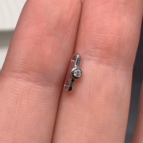 Коннектор, разделитель, на два ряда, вставка фианит, латунь, цвет серебро/родий, размер 10х4 мм, цена за 1 шт.