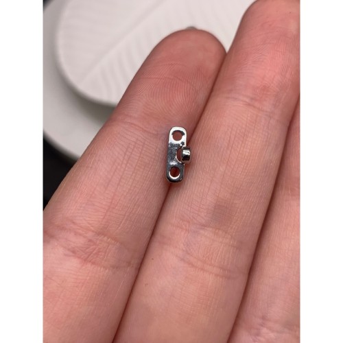 Коннектор, разделитель, на два ряда, вставка фианит, латунь, цвет серебро/родий, размер 10х4 мм, цена за 1 шт.