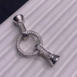 Замок "Круг", со стразами, родированное модель SS 925 , 37х15 мм