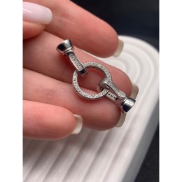 Замок "Круг", со стразами, родированное модель SS 925 , 37х15 мм