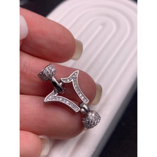 Замок, со стразами, родированное серебро 925 пробы, 26х17 мм