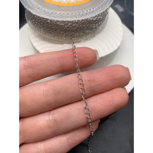 Цепь, №102, модель SS 925, родированное, размер звена 3,5х2,5 мм, цена за 0,5 метра