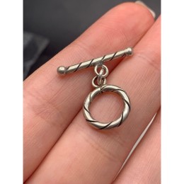 Замочек, тогл, тайское серебро, палочка 26х2 мм, круг 13,5х2 мм