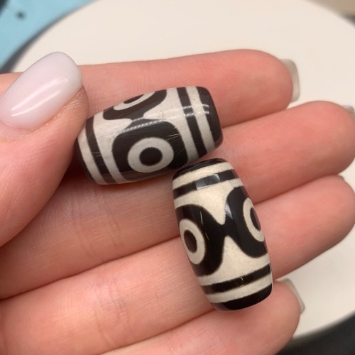 Бусина Дзи "471" из агата, 3 глаза, размер 22х14 мм, цена за 1 шт