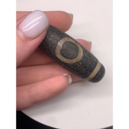 Бусина Дзи, люкс, Агат, Небо и Земля, 55х19 мм, цена за 1 шт.