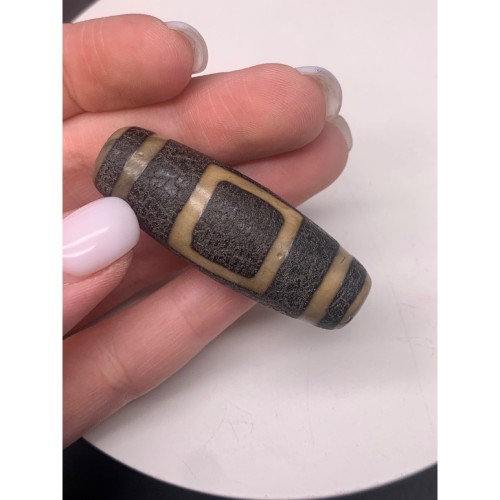 Бусина Дзи, люкс, Агат, Небо и Земля, 55х19 мм, цена за 1 шт.