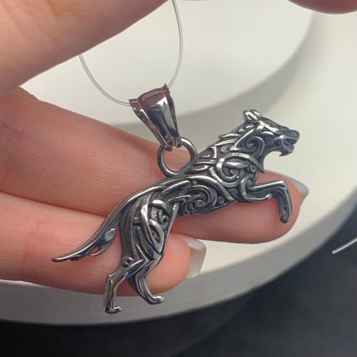 Подвеска, Волк, нержавеющая сталь, размер 45х22 мм