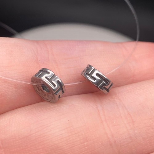 Бусина, разделитель, с меандром (греческим узором), нержавеющая сталь, размер 8х3 мм