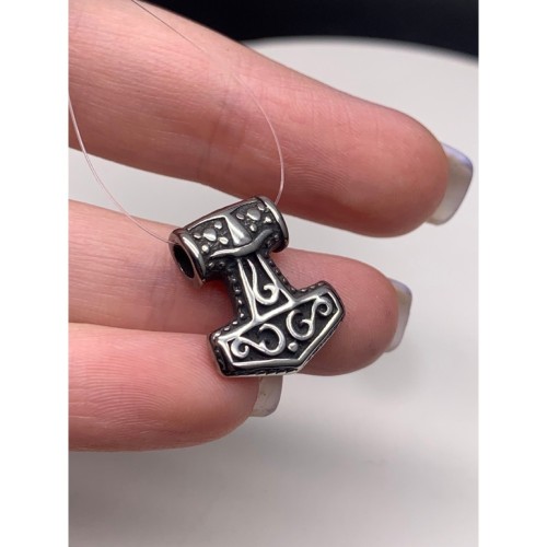 Бусина, разделитель, подвеска, Молот Тора, нержавеющая сталь, размер 21х18 мм