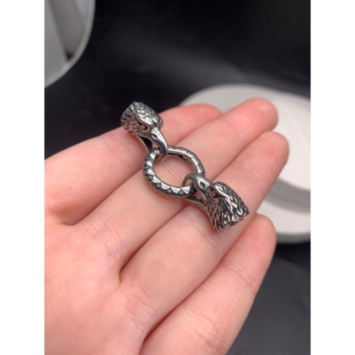 Замочек, бейл, с концевиками, Орел, нержавеющая сталь, размер круг 18 мм, общая длина 50 мм