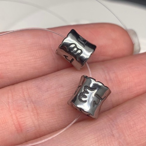 Бусина, разделитель, Мантры, нержавеющая сталь, размер 9 мм