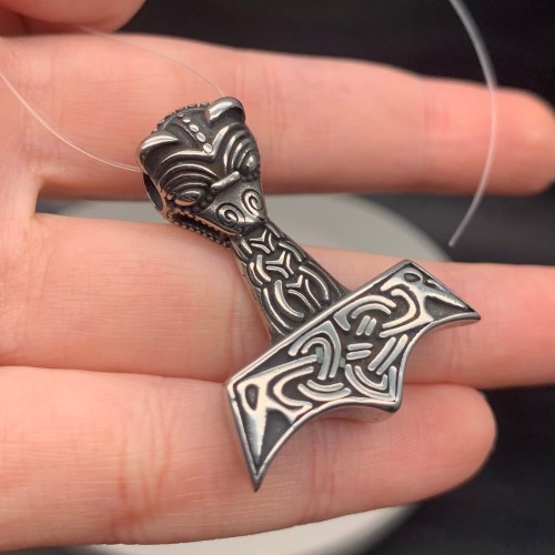 Бусина, разделитель, подвеска, Молот Тора, нержавеющая сталь, размер 38х30 мм