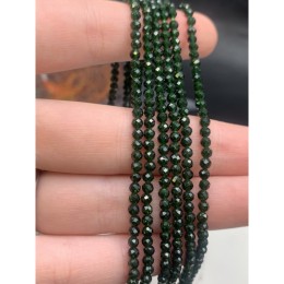 Каменные бусины, Авантюриновое стекло, цвет зеленый, имитация, шарик огранка, 3 мм, длина нити 38 см