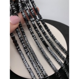 Каменные бусины, Гематит синтетический, темное серебро, квадратные вставки, размер 4х1 мм, нить 38 см