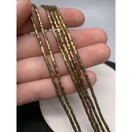 Каменные бусины, Гематит синтетический, золото, шайба, размер 2х1мм, нить 38 см
