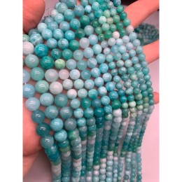 Каменные бусины, Амазонит, микс, шарик гладкий, 10 мм, длина нити 19 см