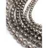 Каменные бусины, Вулканическая лава металлизированная, цвет серебро, 4 мм, длина нити 38 см