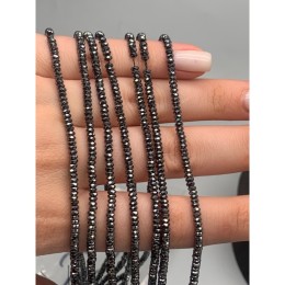 Каменные бусины, Гематит синтетический, темное серебро, рондель огранка, размер 3х1,5 мм, нить 38 см