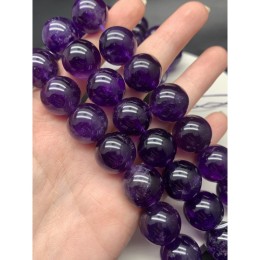 Каменные бусины, Аметист, шарик гладкий, 17,5-18 мм, длина нити 19 см